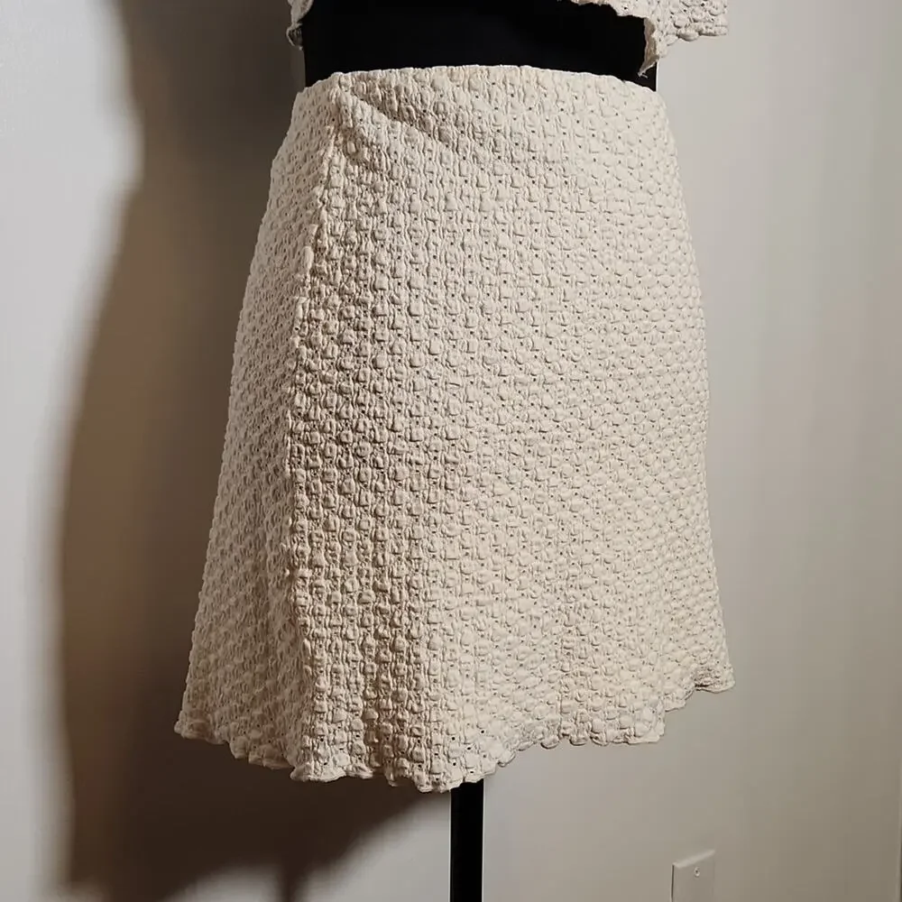 LE LIS NWT 2Pc Knit Scarf Tube Top and Mini Skirt, Size Large
